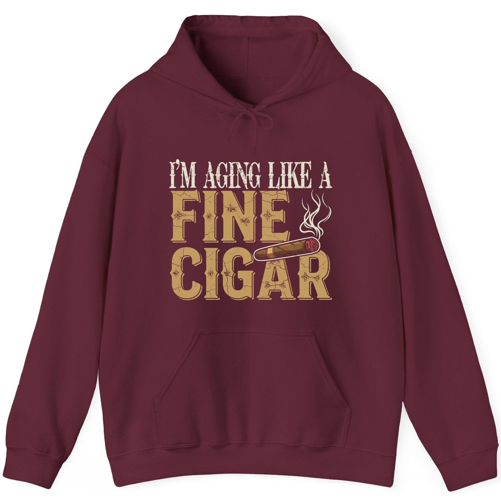 I'm Aging Like a Fine Cigar cigar smoking Hoodie Maroon product mockup