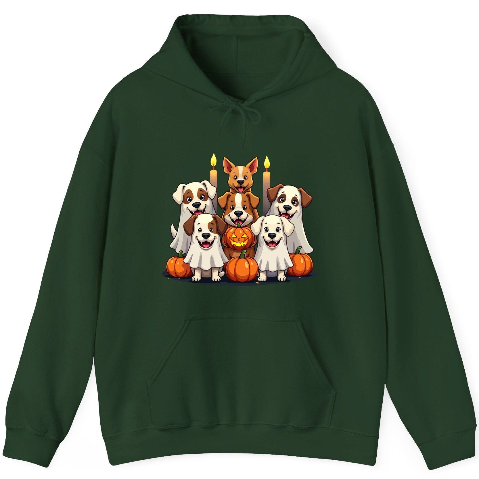Cute Ghost Dogs Halloween Halloween dogs Hoodie Forest Green product mockup