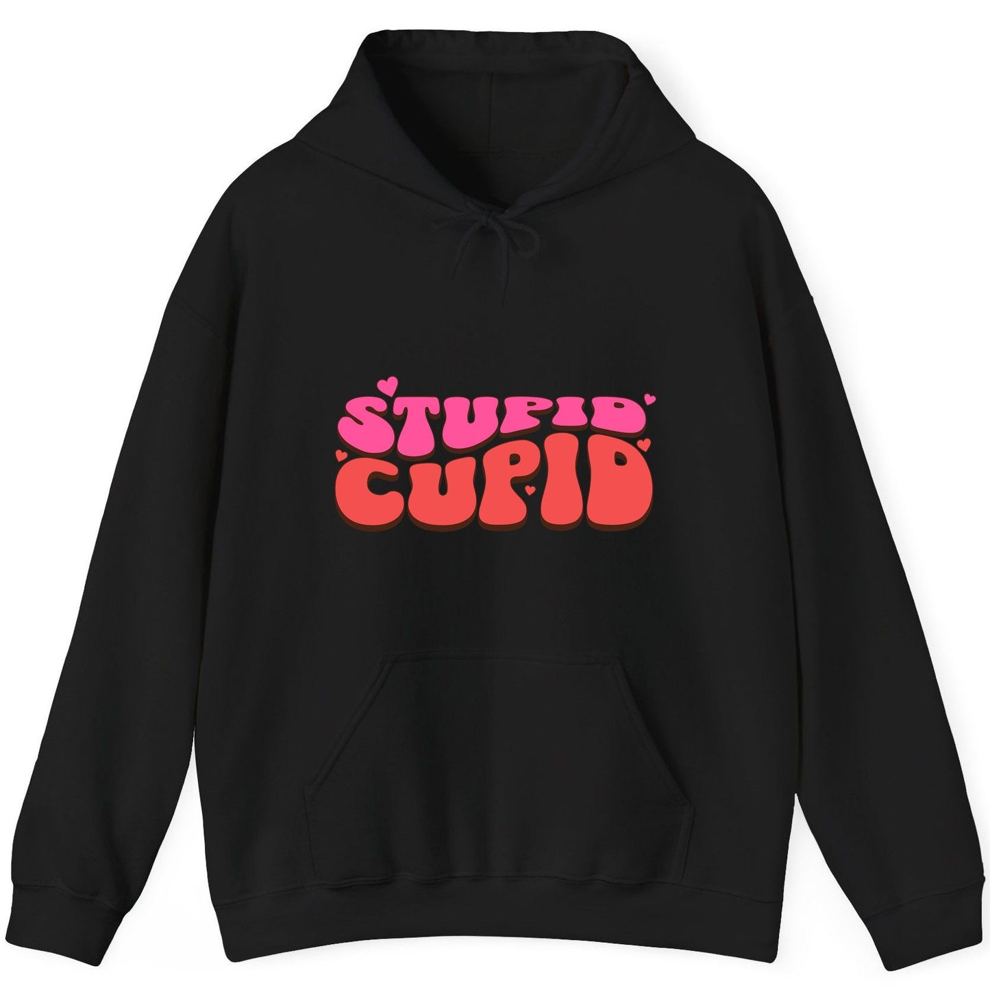 Stupid Cupid anti-Valentine's Day Hoodie Black product mockup