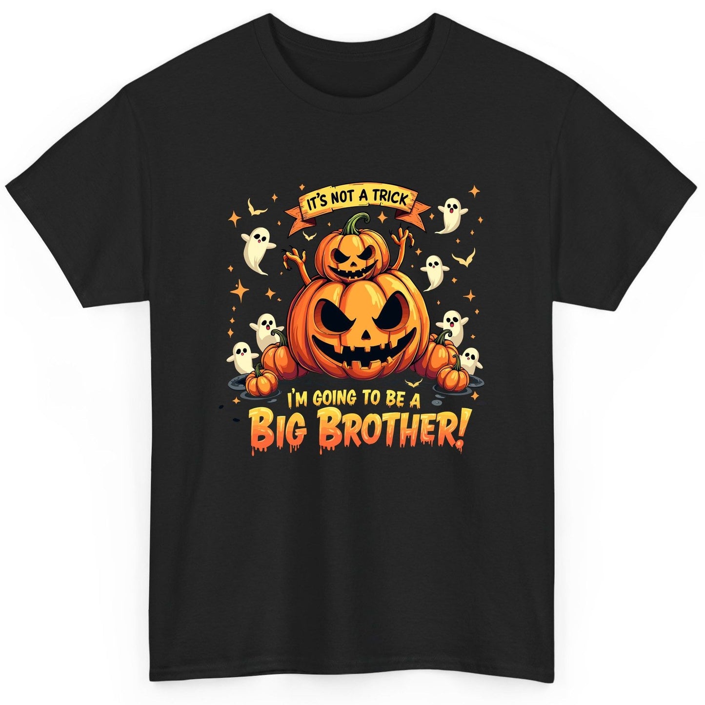 It's Not a Trick I'm Going to Be a Big Brother! Halloween big brother announcement T-Shirt Black product mockup