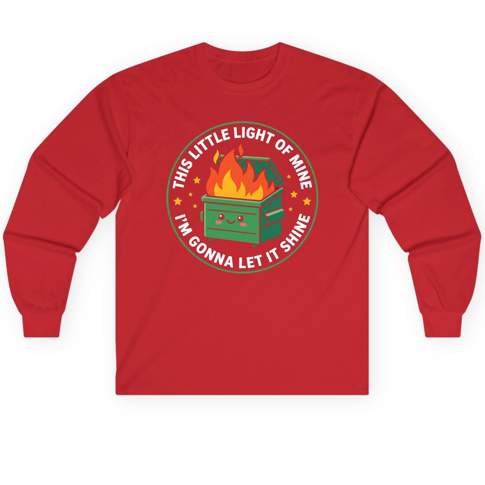 This little light of mine I'm gonna let it shine Dumpster Fire Long Sleeve Tee Red product mockup