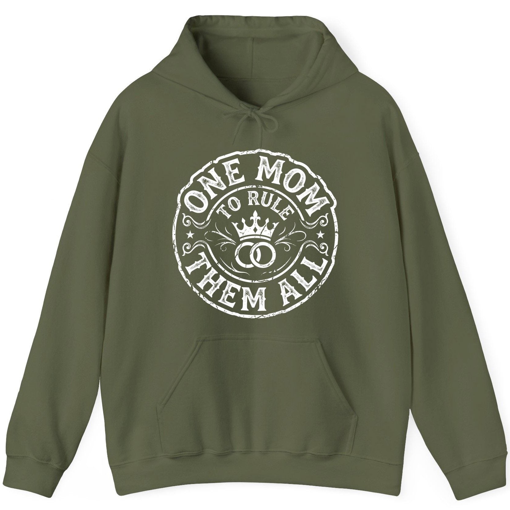 One Mom to Rule Them All Funny Moms Hoodie - product mockup - Military Green