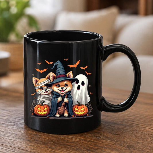 Cute Halloween Corgi Dogs Halloween corgis Black Mug Black product mockup