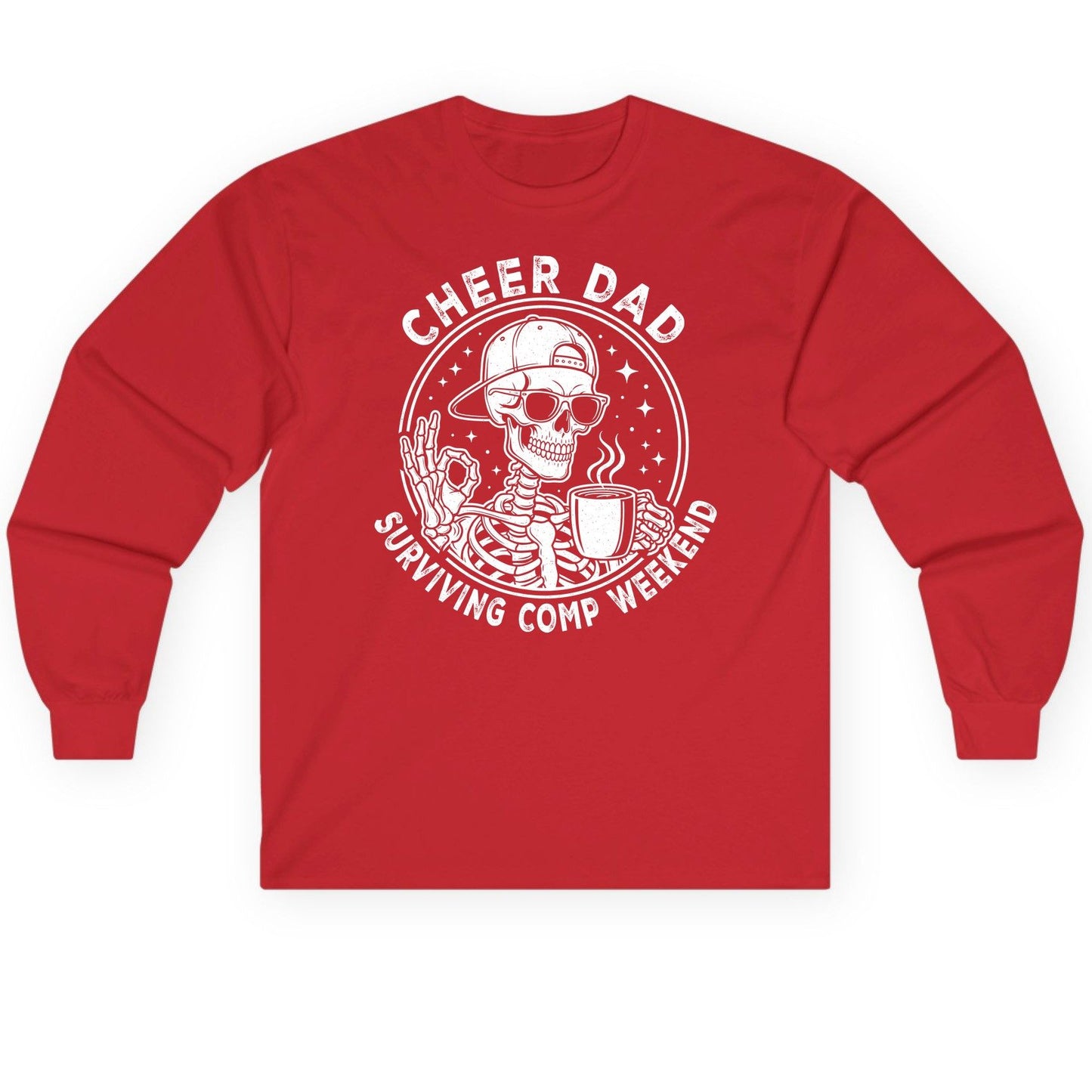 Cheer Dad Surviving Comp Weekend cheer dad Long Sleeve Tee Red product mockup