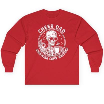 Cheer Dad Surviving Comp Weekend cheer dad Long Sleeve Tee Red product mockup