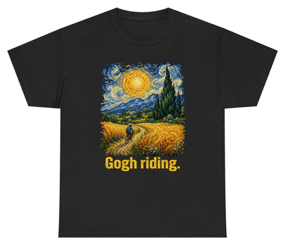 Gogh Riding art parody Youth T-Shirt Black product mockup