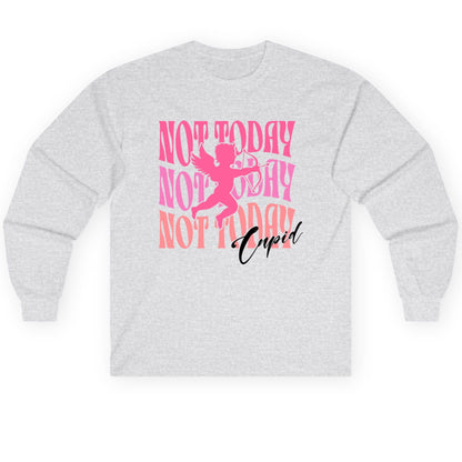 Not Today Not Today Not Today Cupid anti-Valentine's Day Long Sleeve Tee Ash product mockup