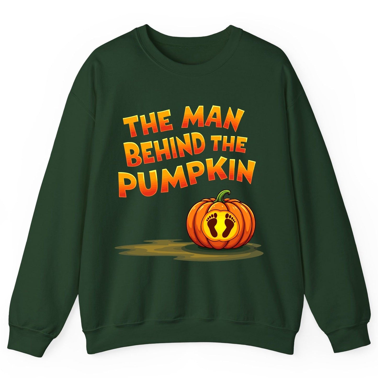 The Man Behind the Pumpkin pregnancy announcement Sweatshirt Forest Green product mockup