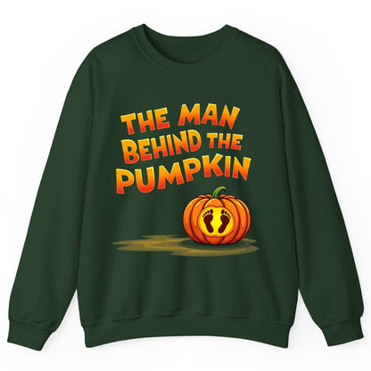 The Man Behind the Pumpkin pregnancy announcement Sweatshirt Forest Green product mockup