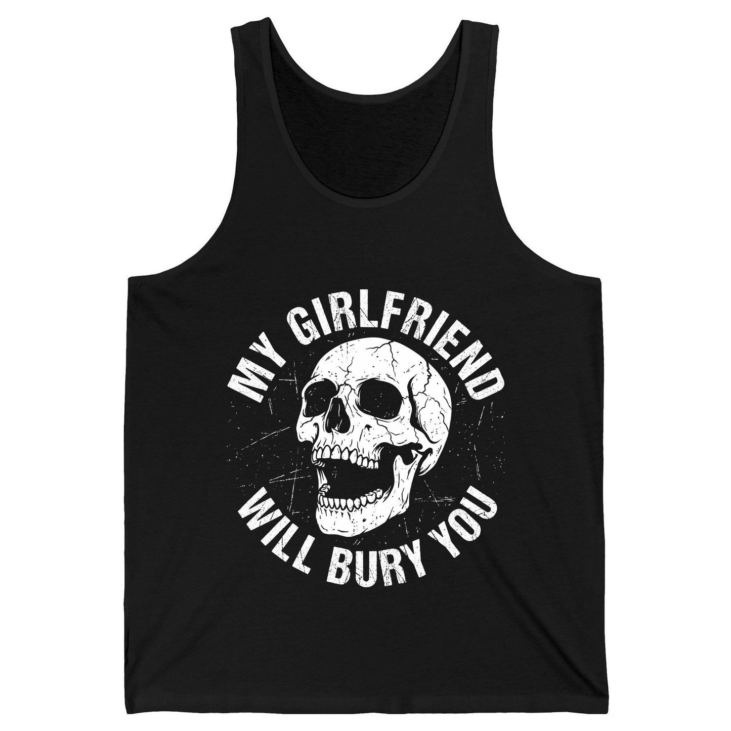 My Girlfriend Will Bury You skull Tank Top Black product mockup
