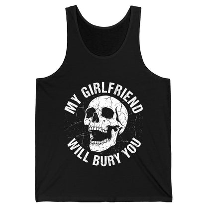 My Girlfriend Will Bury You skull Tank Top Black product mockup
