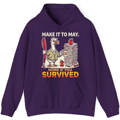 Make It to May Honk If You Survived Funny Teacher Humor Hoodie - product mockup - Purple