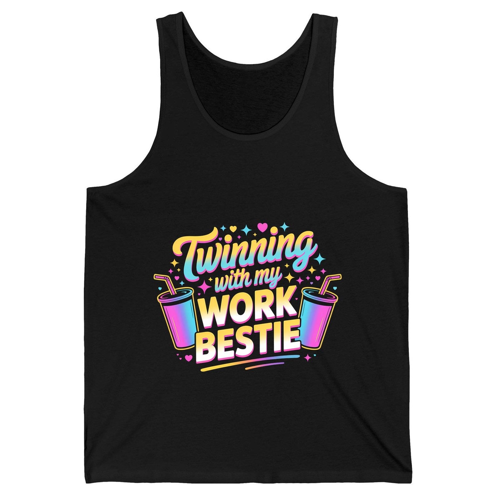 Twinning with My Work Bestie work friendship Tank Top Black product mockup