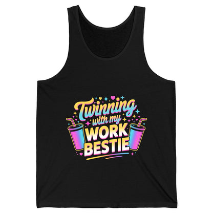 Twinning with My Work Bestie work friendship Tank Top Black product mockup