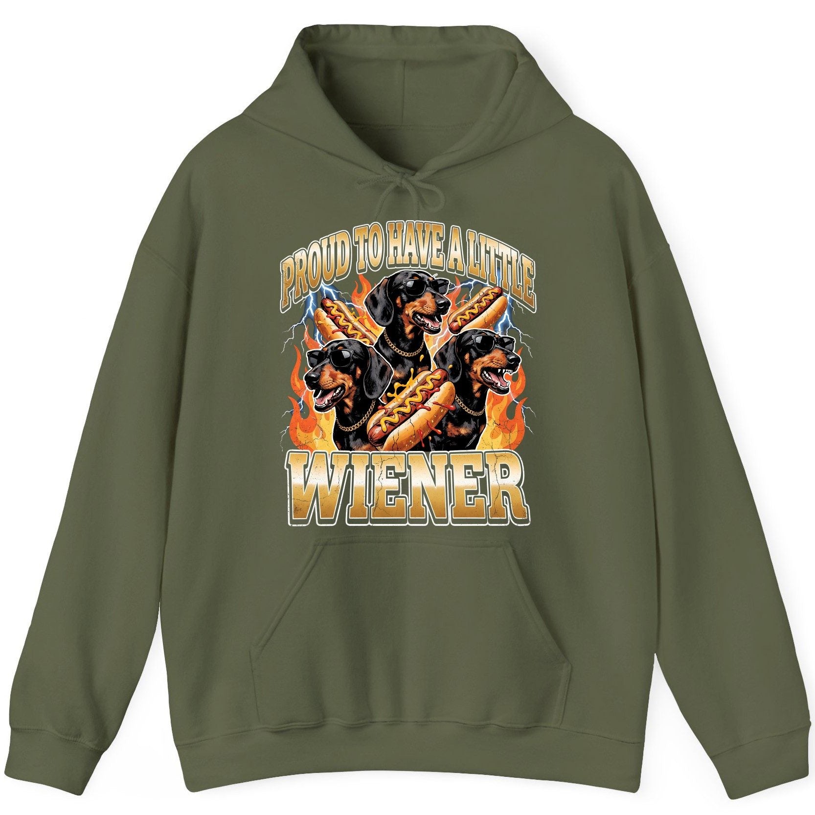 Proud to Have a Little Wiener dachshund Hoodie Military Green product mockup
