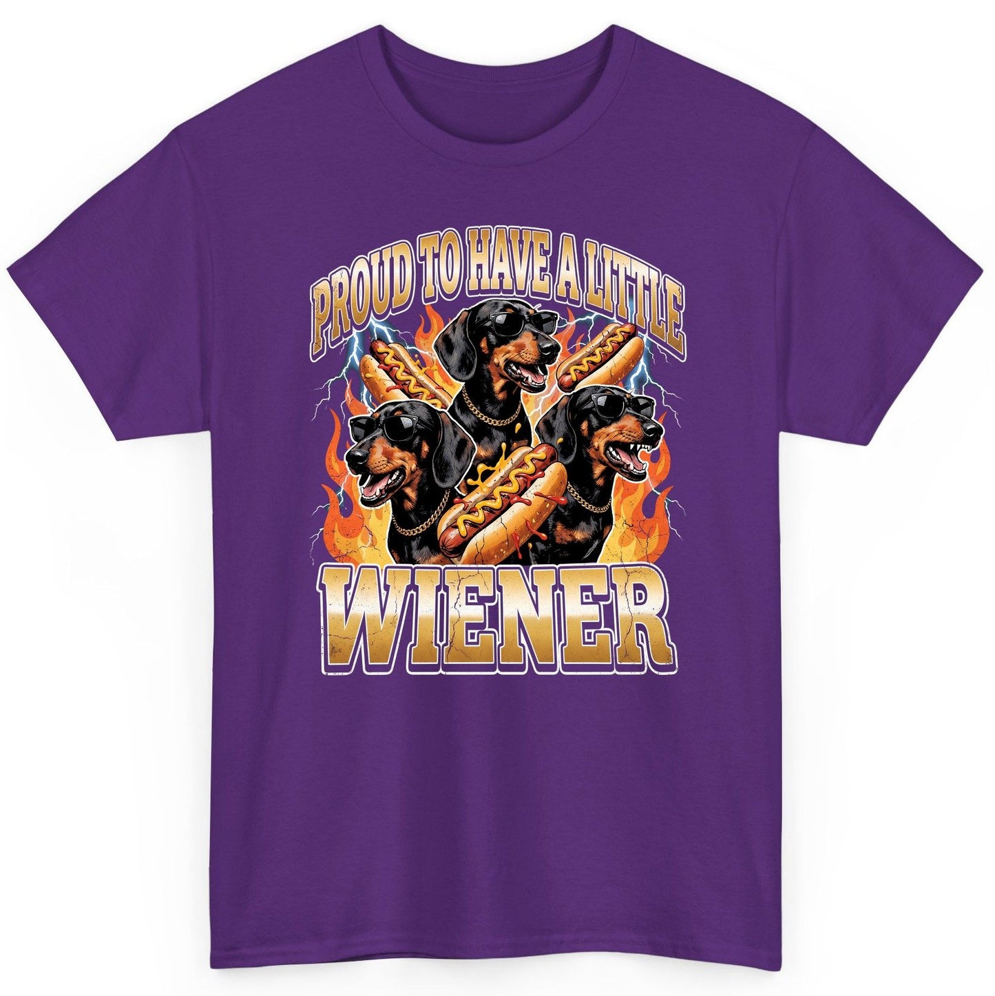 Proud to Have a Little Wiener dachshund T-Shirt Purple product mockup