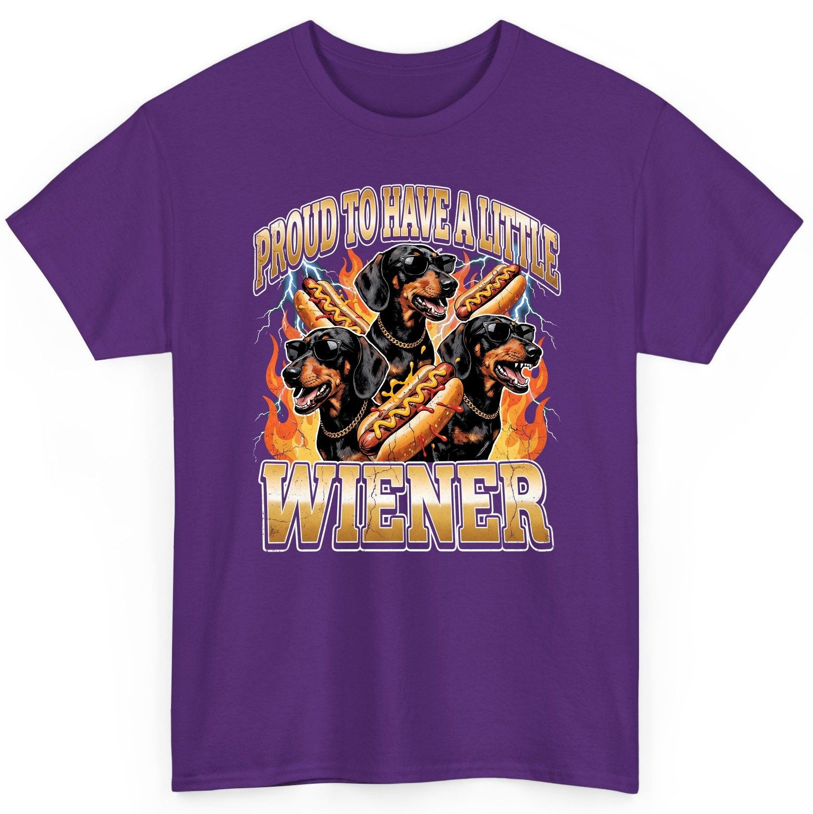 Proud to Have a Little Wiener dachshund T-Shirt Purple product mockup