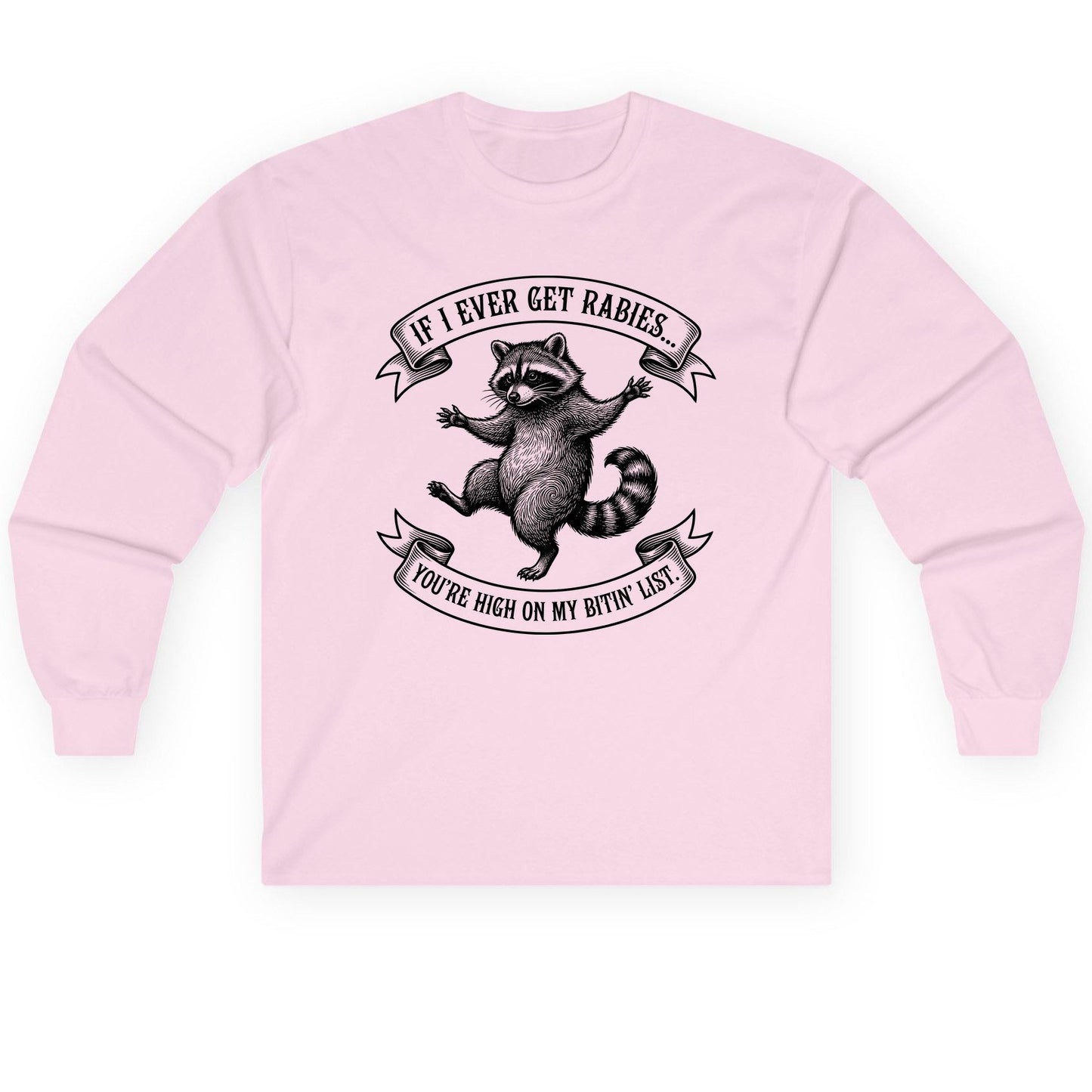 Subtle Raccoon Sketch raccoon Long Sleeve Tee Light Pink product mockup
