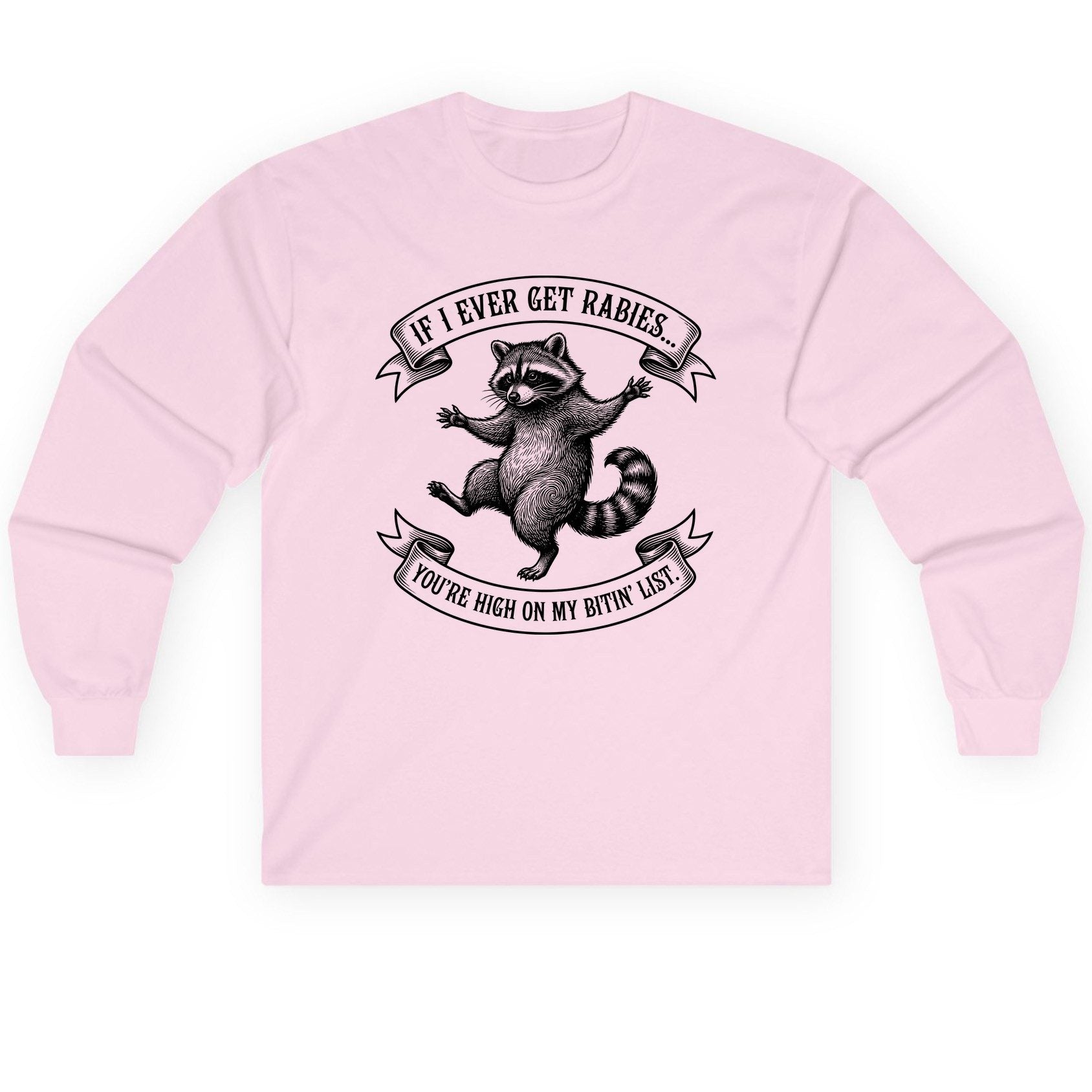 Subtle Raccoon Sketch raccoon Long Sleeve Tee Light Pink product mockup