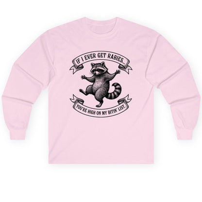 Subtle Raccoon Sketch raccoon Long Sleeve Tee Light Pink product mockup