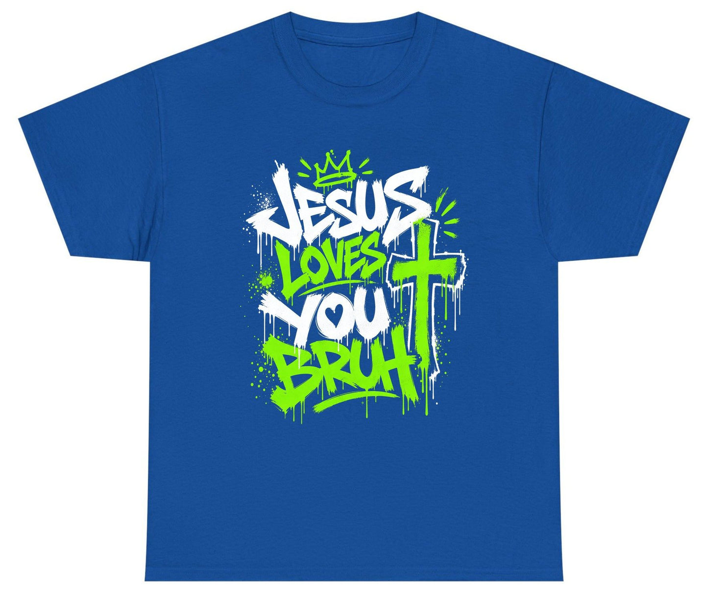 Jesus Loves You Bruh Christian Youth T-Shirt - product mockup - Royal