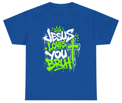 Jesus Loves You Bruh Christian Youth T-Shirt - product mockup - Royal