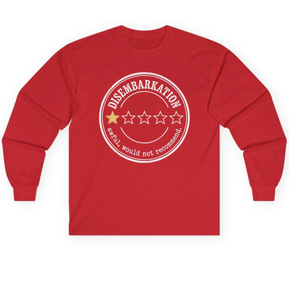Disembarkation Awful, Would Not Recommend cruise disembarkation Long Sleeve Tee Red product mockup