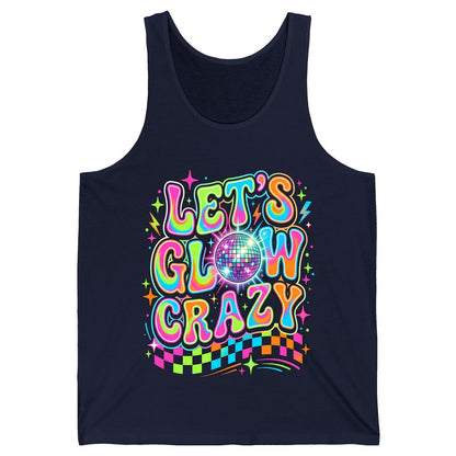 Let's Glow Crazy Retro Party Tank Top - product mockup - Navy