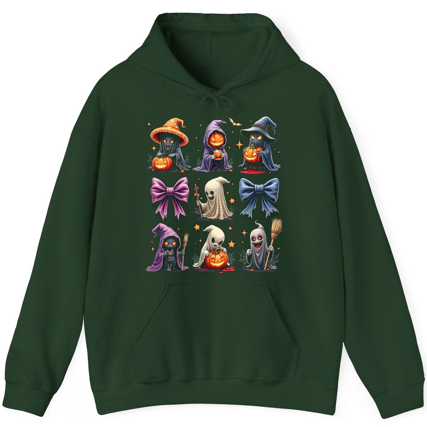 Spooky Cute Halloween Characters Halloween characters Hoodie Forest Green product mockup