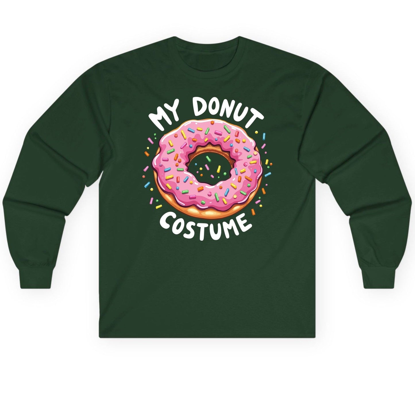 My Donut Costume donut Long Sleeve Tee Forest Green product mockup