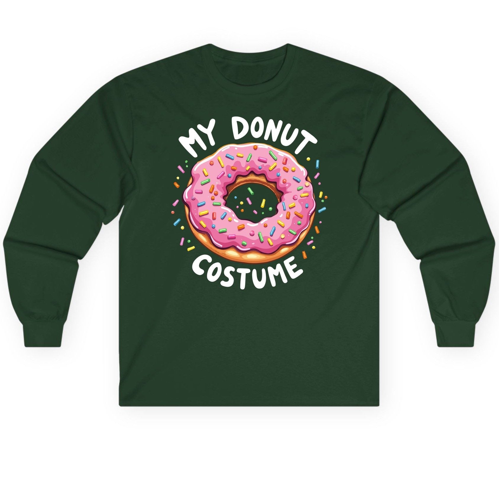 My Donut Costume donut Long Sleeve Tee Forest Green product mockup