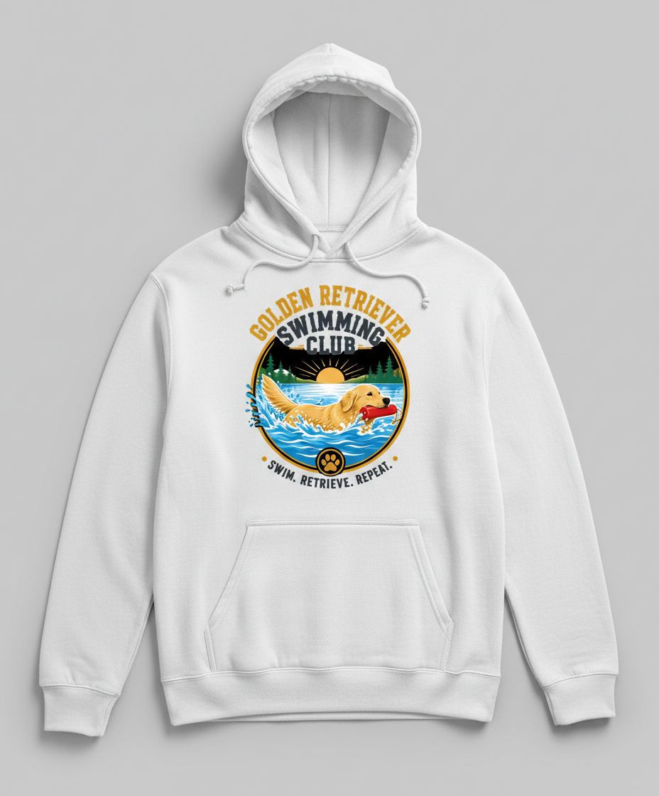 Golden Retriever Swimming Club T-Shirt Hoodie - White