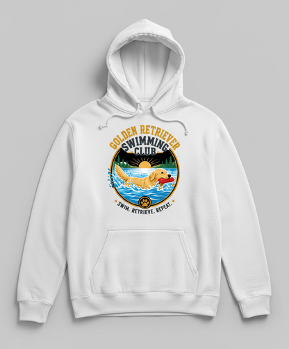 Golden Retriever Swimming Club T-Shirt Hoodie - White