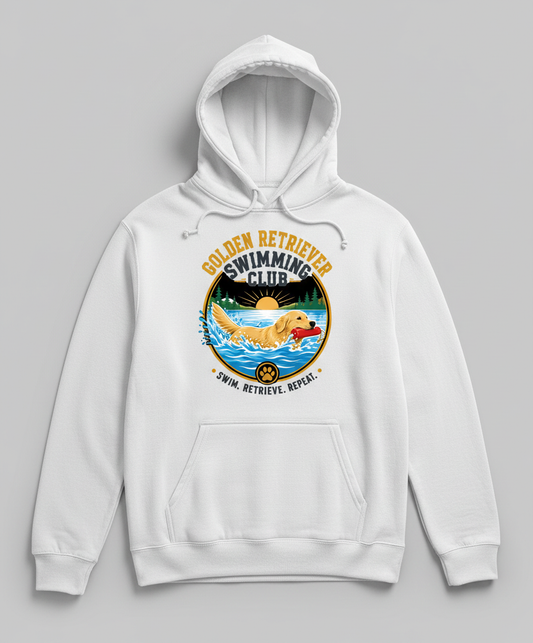 Golden Retriever Swimming Club T-Shirt Hoodie - White