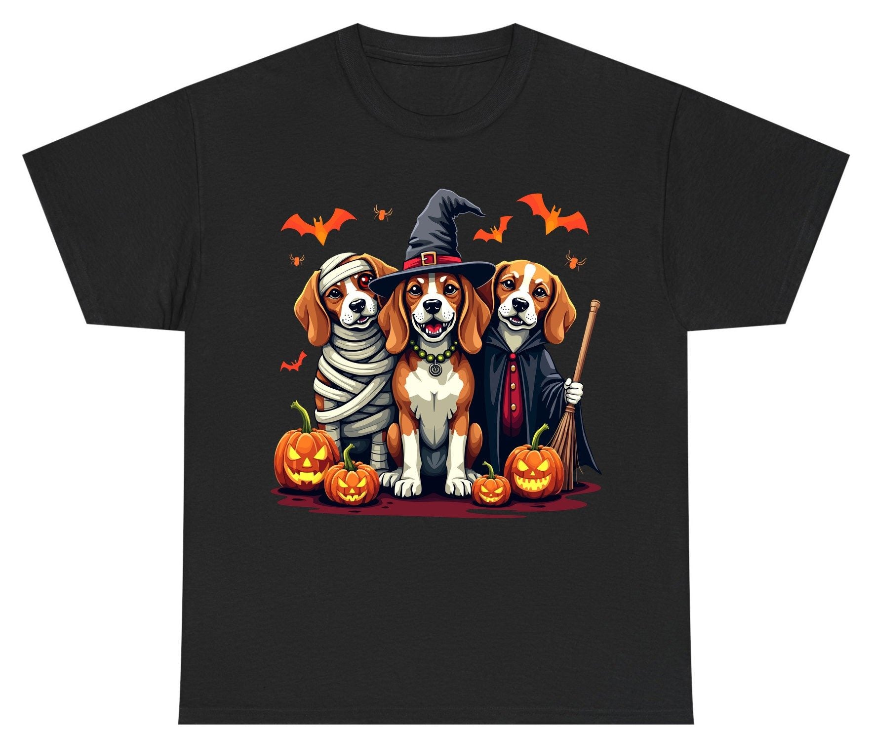 Halloween Beagles Costume beagles in Halloween costumes Youth T-Shirt Black product mockup