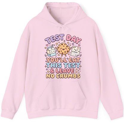 Test Day You'll Eat This Test & Leave No Crumbs Student Testing Hoodie - product mockup - Light Pink