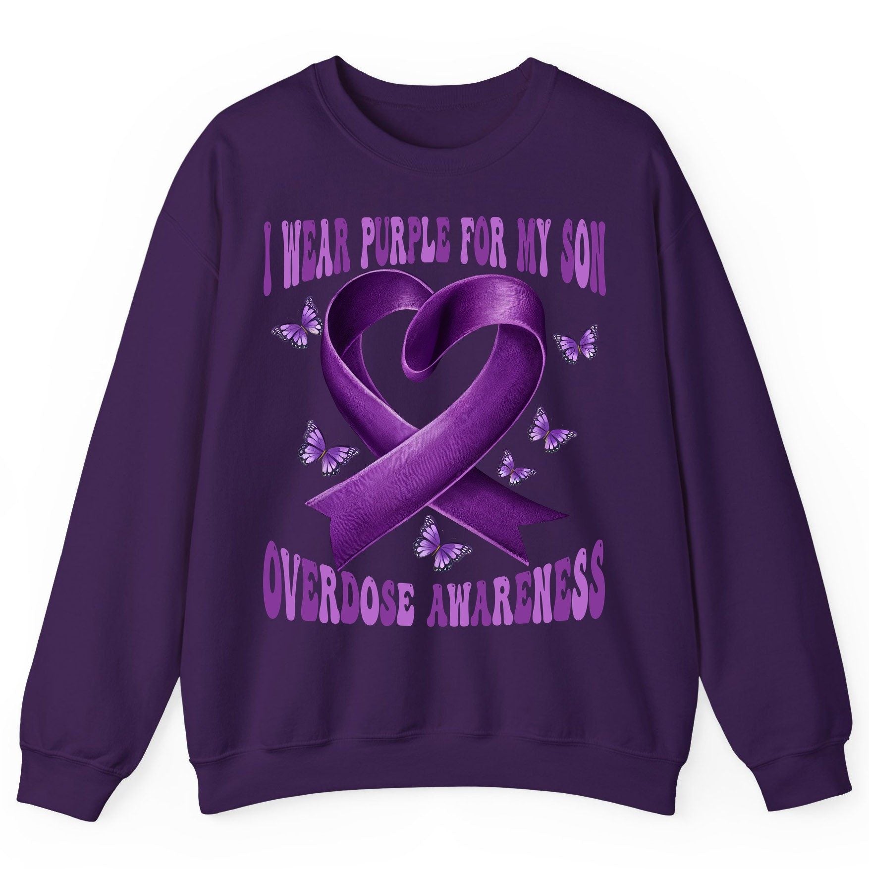 I Wear Purple for My Son Overdose Awareness overdose awareness Sweatshirt Purple product mockup