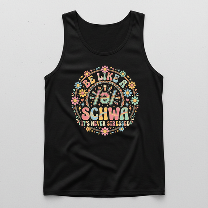 Retro Groovy Schwa Linguistics Pun Design Tank Top - Black