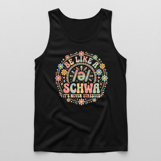 Retro Groovy Schwa Linguistics Pun Design Tank Top - Black