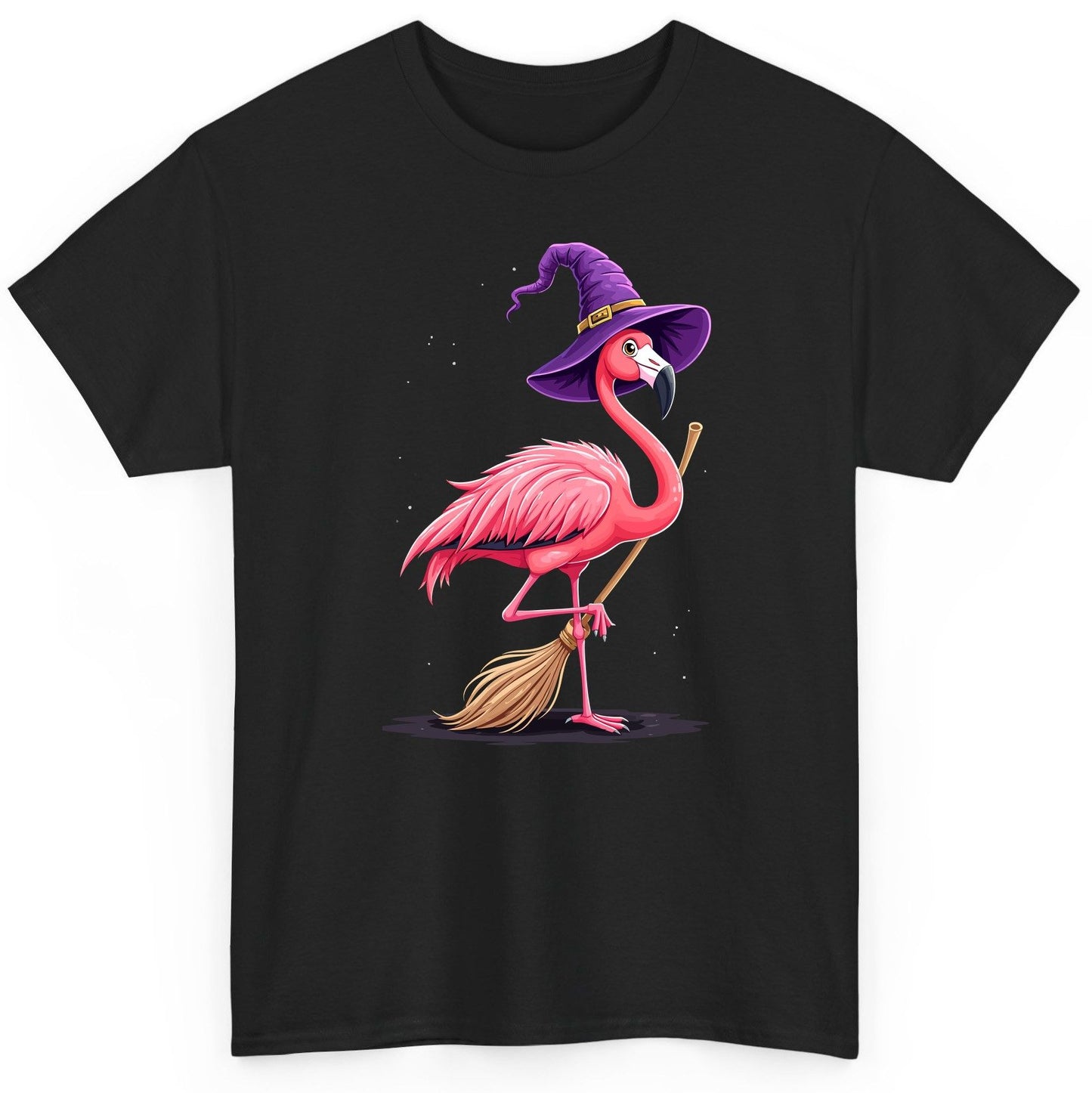 Witch Flamingo flamingo T-Shirt Black product mockup