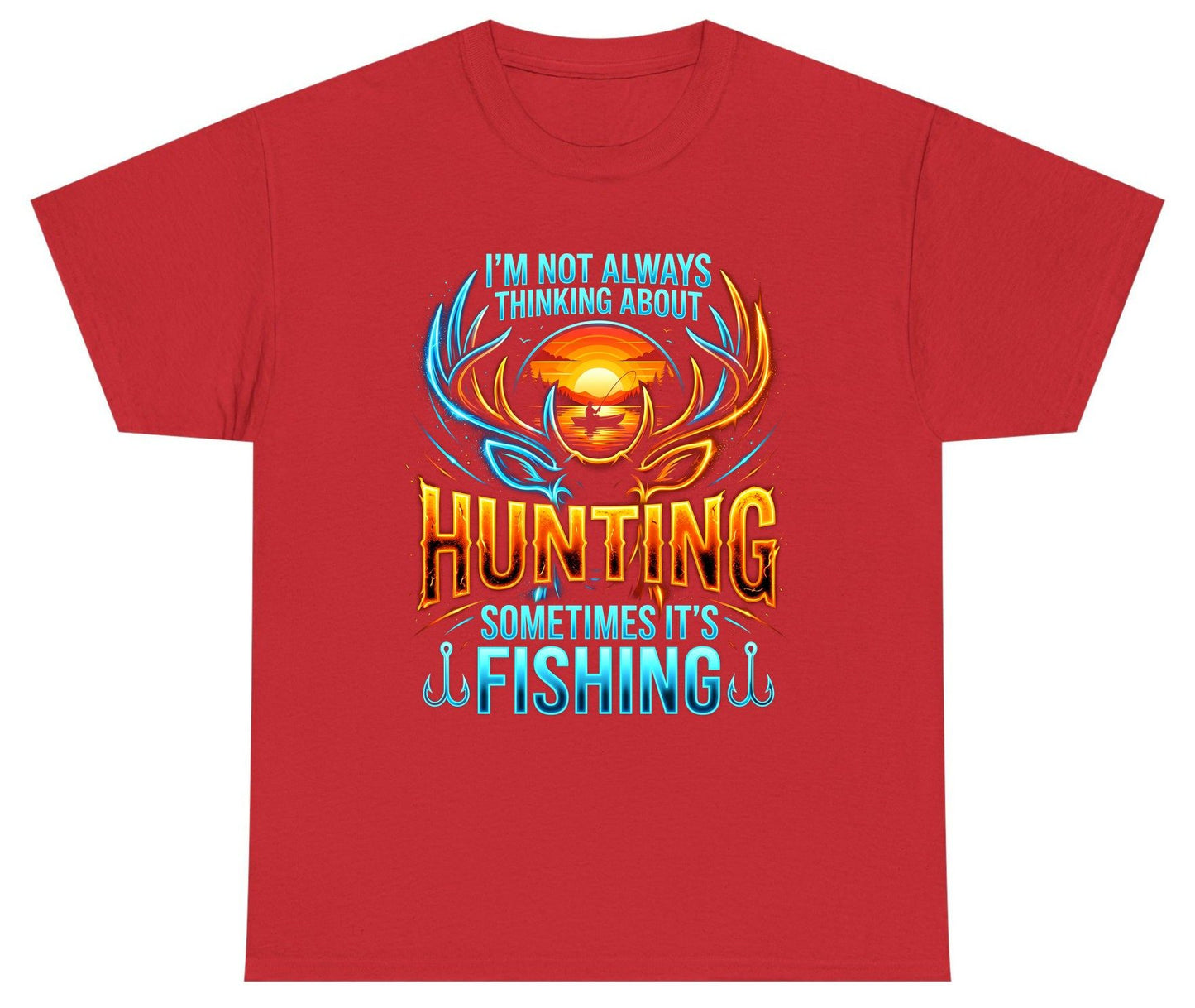 I'm Not Always Thinking About Hunting Sometimes It's Fishing hunting and fishing Youth T-Shirt Red product mockup