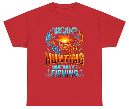 I'm Not Always Thinking About Hunting Sometimes It's Fishing hunting and fishing Youth T-Shirt Red product mockup