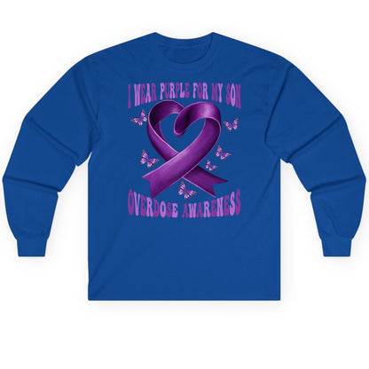 I Wear Purple for My Son Overdose Awareness overdose awareness Long Sleeve Tee Royal product mockup