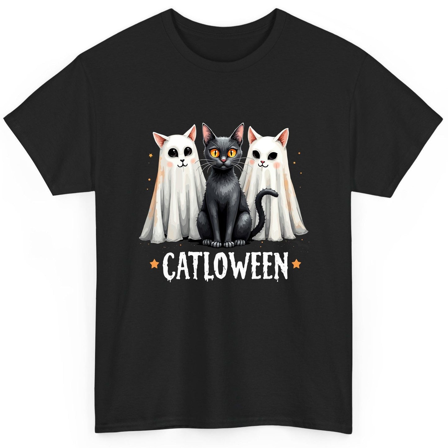 Catloween Halloween cats T-Shirt Black product mockup
