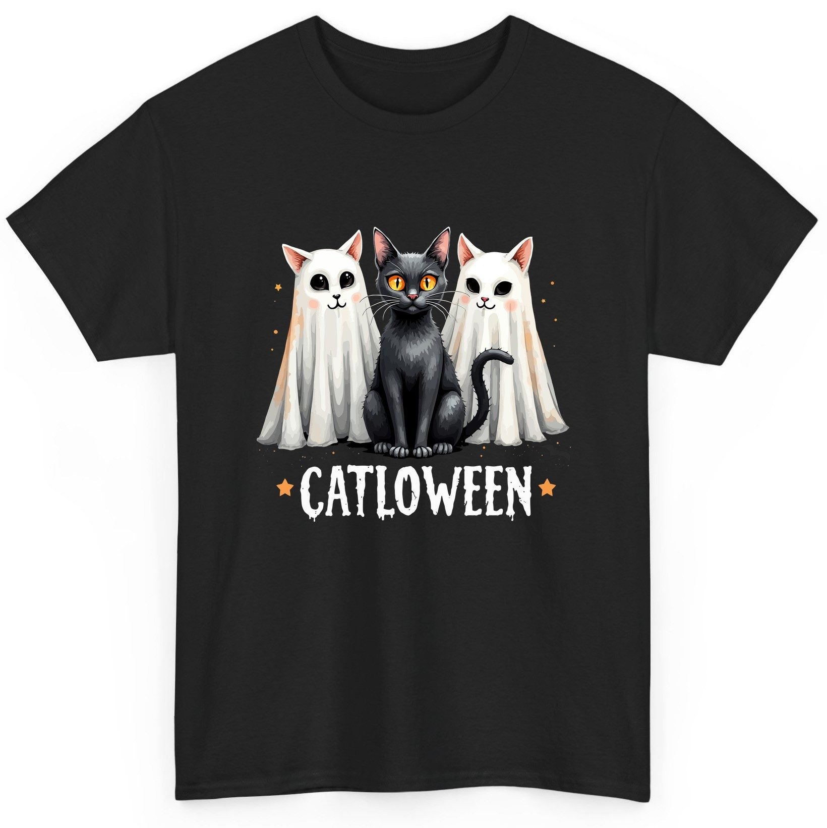 Catloween Halloween cats T-Shirt Black product mockup