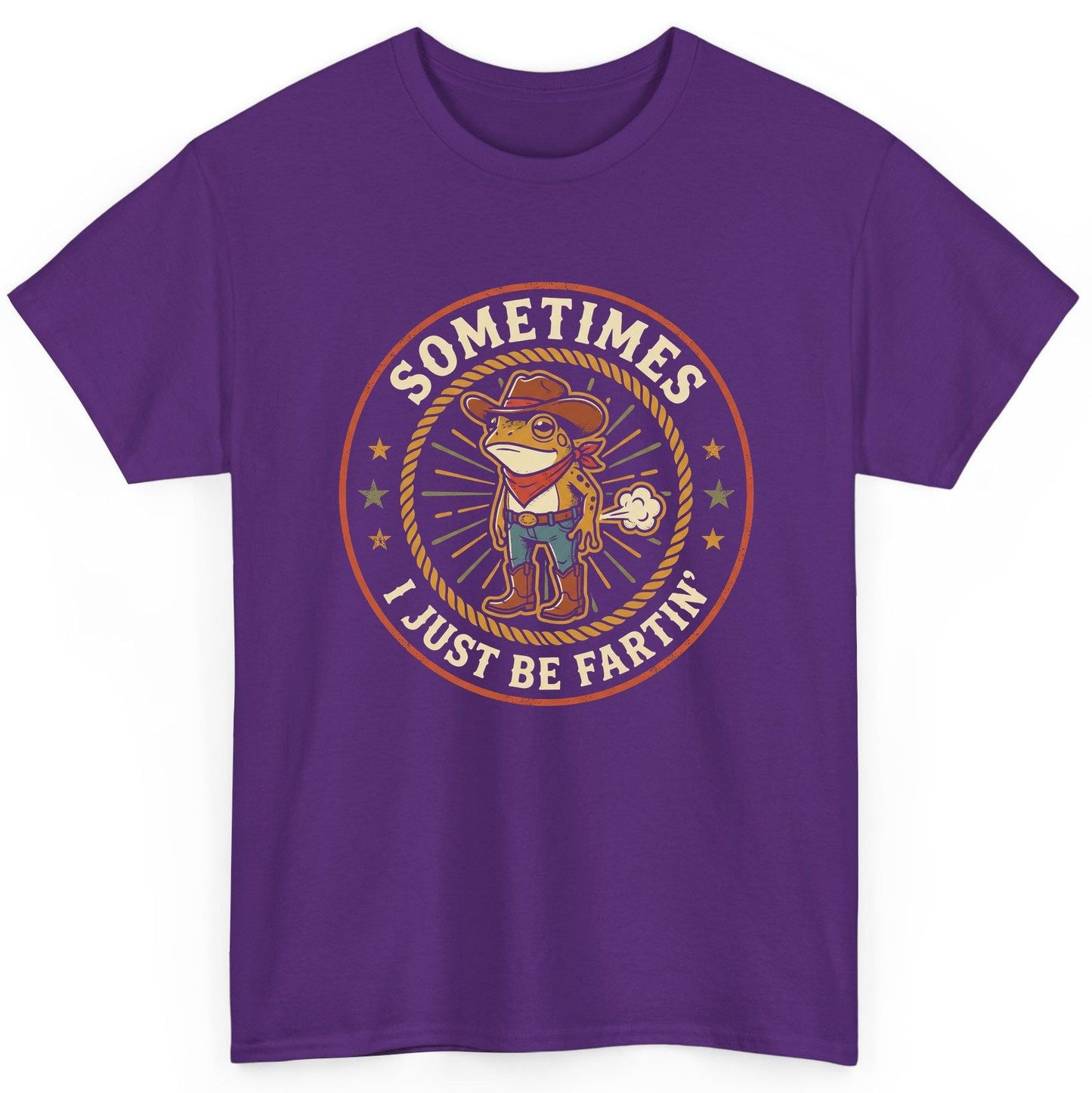Sometimes I Just Be Fartin' cowboy frog T-Shirt Purple product mockup