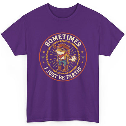 Sometimes I Just Be Fartin' cowboy frog T-Shirt Purple product mockup