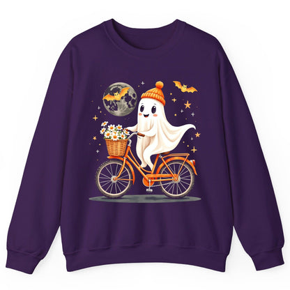 Cute Ghost on Bicycle cute ghost Sweatshirt Purple product mockup