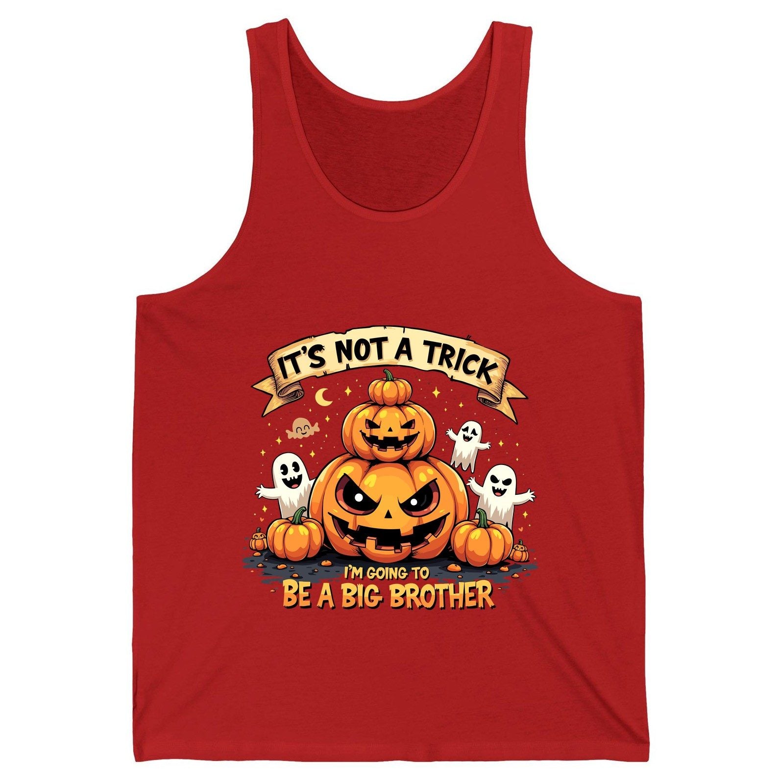 It's Not a Trick I'm Going to Be a Big Brother Halloween pregnancy announcement Tank Top Red product mockup