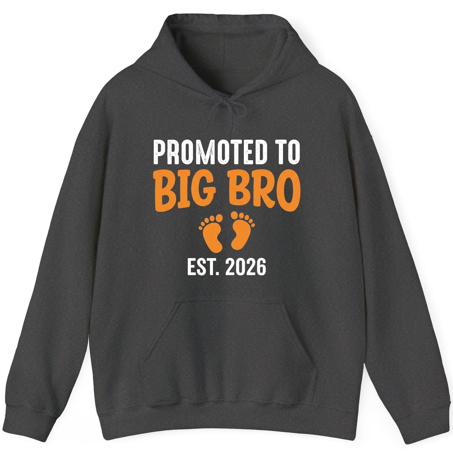 Promoted TO BIG BRO EST 2026 Pregnancy Announcement Hoodie - product mockup - Dark Heather